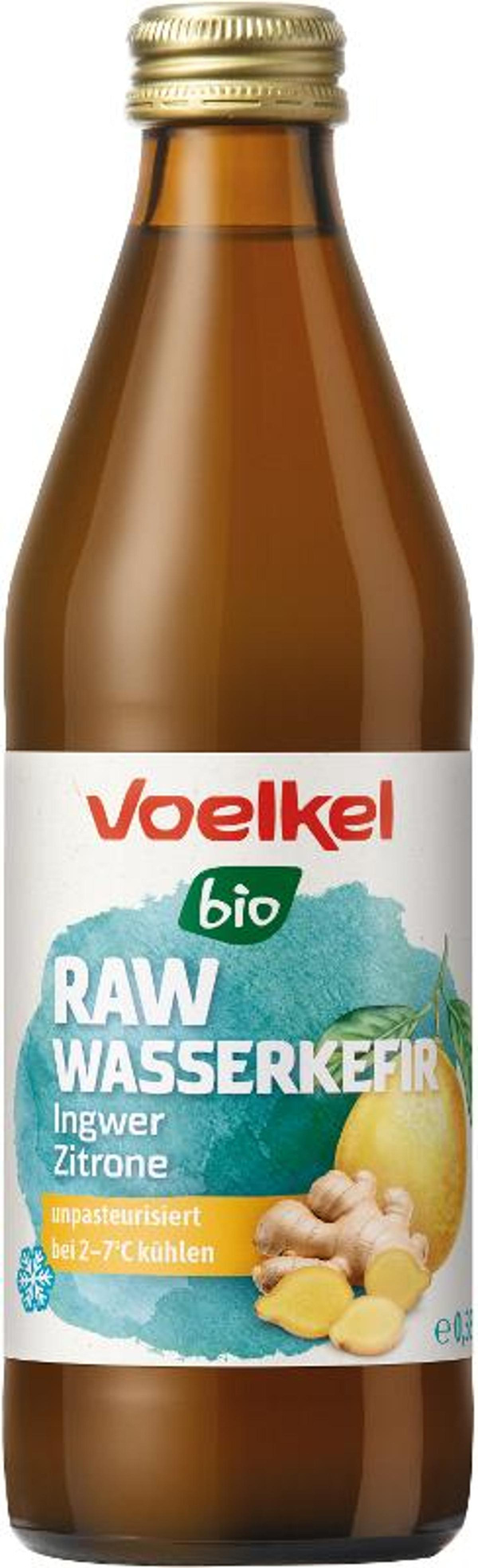 Produktfoto zu RAW Wasserkefir Zitrone Ingwer 0,33l Voelkel