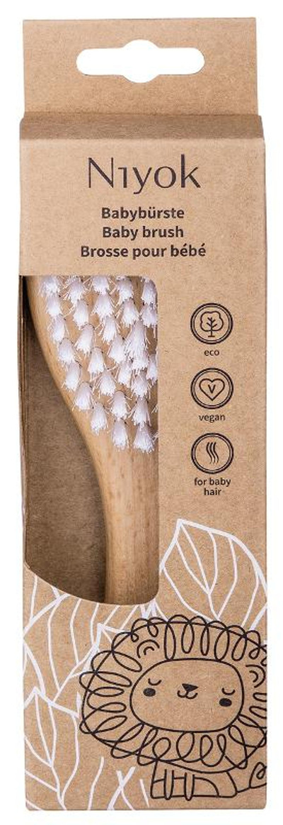 Produktfoto zu Babyhaarbürste aus Buchenholz Niyok Natural Cosmetics