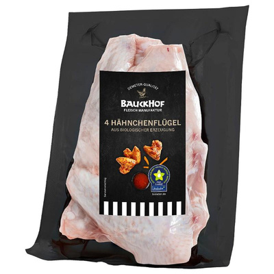 Produktfoto zu Hähnchenflügel 4 Stück ca. 400g demeter Fleischmanufaktur