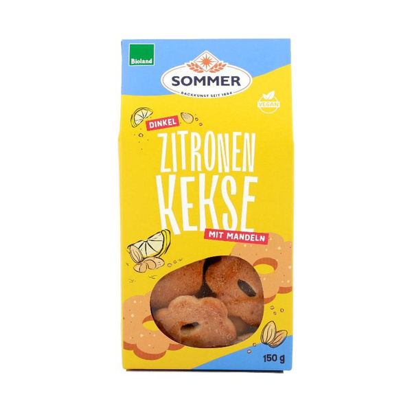 Produktfoto zu Dinkel Zitronen Kekse mit Mandeln 150g SOMMER