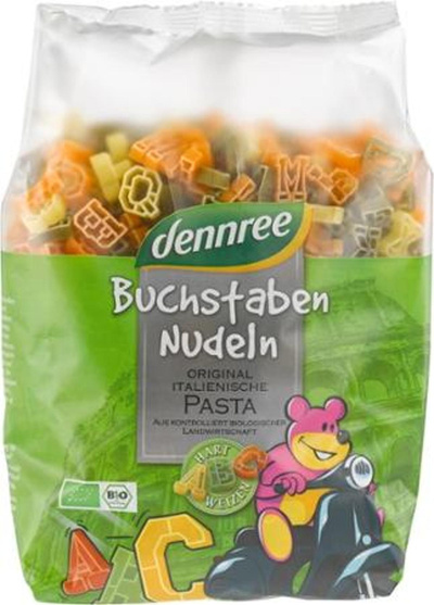 Produktfoto zu Bunte Buchstaben Nudeln 500g Hartweizen dennree