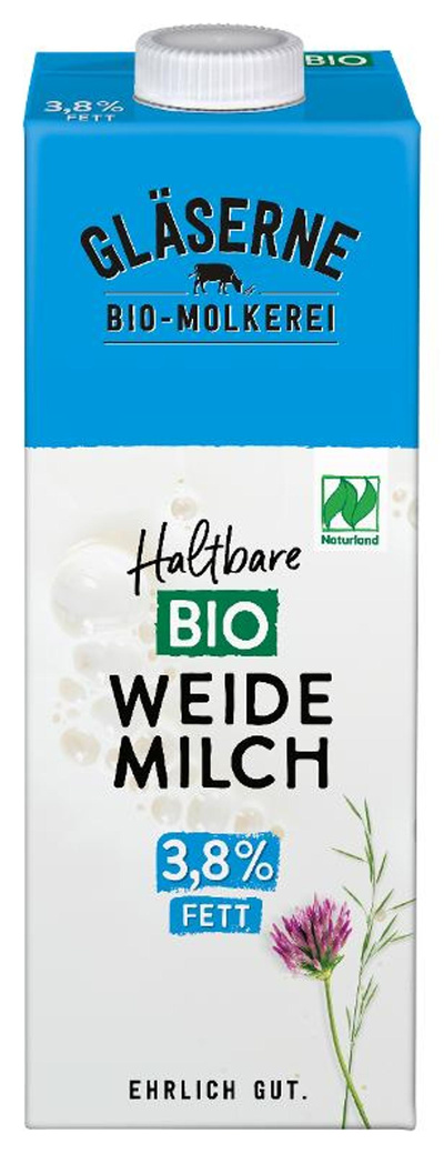 Produktfoto zu VPE H-Weidemilch 3,8 % 12x1l Gläserne Molkerei