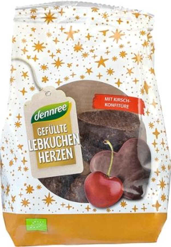 Produktfoto zu Lebkuchenherzen mit Kirschfüllung 125g dennree