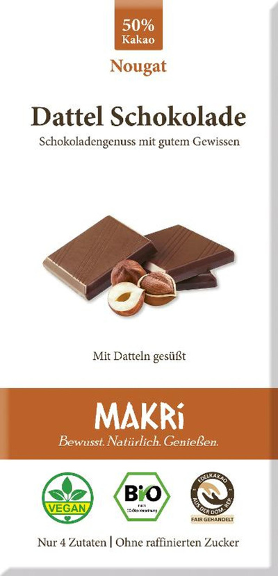 Produktfoto zu Dattel Schokolade Nougat 50% Makri