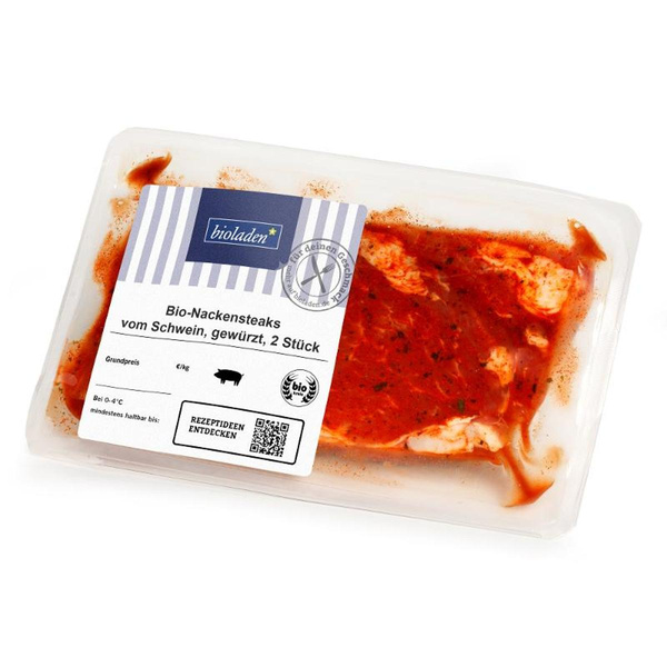 Produktfoto zu Nackensteak vom Schwein, gewürzt 300g (2 Stck.) bioladen