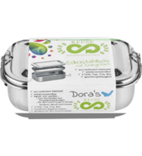 Produktfoto zu Edelstahlbox mit Einlegefach 3-teilig 18 x 12 x 5 cm Dora`s