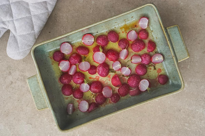 Produktfoto zu Rezept der Woche "Radieschen aus dem Ofen"