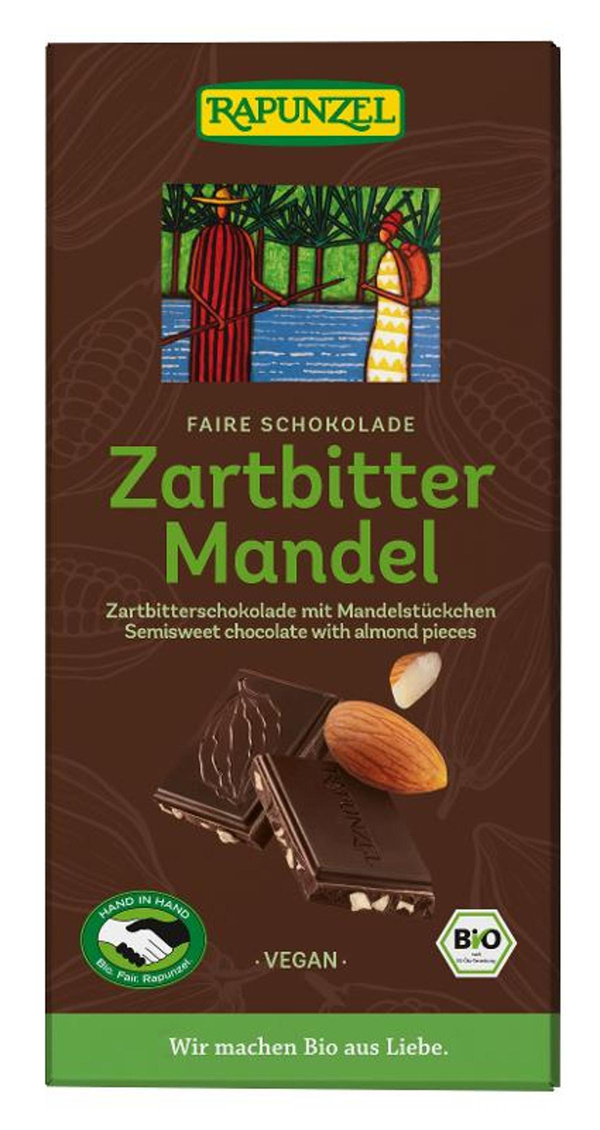 Produktfoto zu Zartbitter Schokolade mit Mandelstückchen 55% 80g Rapunzel