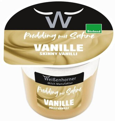 Produktfoto zu VPE Pudding mit Sahne Vanille 6x175g Weißenhorner Milch Manufaktur