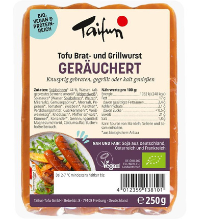 Produktfoto zu Tofu Brat- und Grillwurst geräuchert 250g Taifun