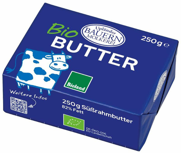 Produktfoto zu VPE Süßrahmbutter 16x250g Upländer Bauernmolkerei