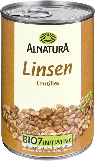 Produktfoto zu VPE Braune Linsen 12x400g Alnatura