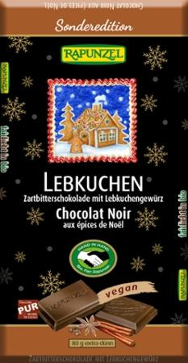 Produktfoto zu Zartbitterschokolade mit Lebkuchen 80g Rapunzel