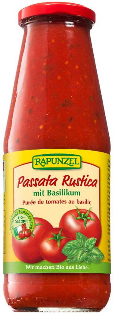 Produktfoto zu VPE Passata Rustica mit Basilikum 6x680g Glas Rapunzel