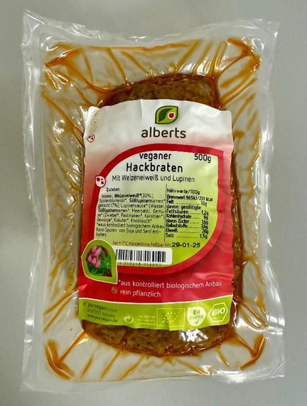 Produktfoto zu Veganer Hackbraten 500g alberts