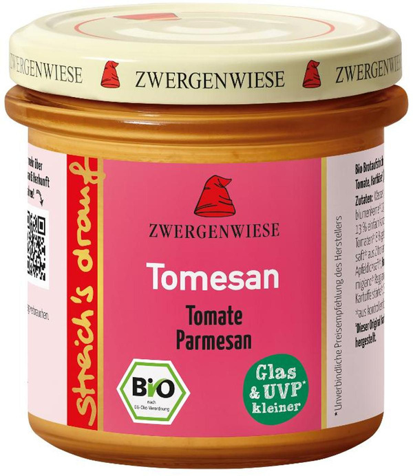 Produktfoto zu Brotaufstrich streich's drauf "Tomesan" 135g  Zwergenwiese
