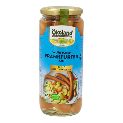 Produktfoto zu VPE Frankfurter Würstchen 12x6 Stück im Glas 250g (Abtropfgewicht) Ökoland