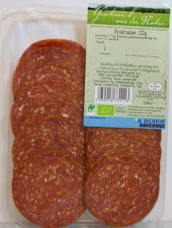 Produktfoto zu Salami vom Rind geschnitten 80g Biohof Bakenhus