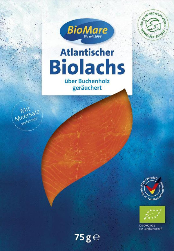 Produktfoto zu VPE Lachs geräuchert und geschnitten 5x75g Bio Mare