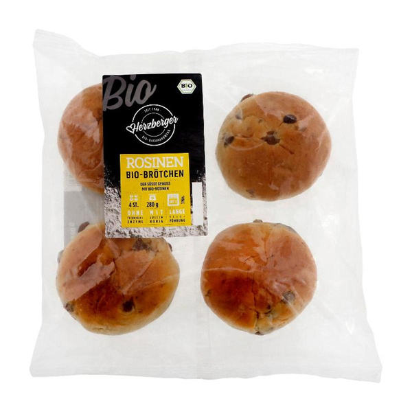 Produktfoto zu Rosinenbrötchen zum Aufbacken 4 Stück (280g) Herzberger