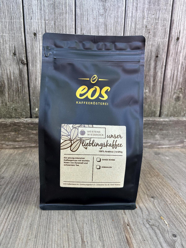 Produktfoto zu Mertens Wiesbrock Lieblingskaffee ganze Bohne 500g EOS Kaffeerösterei