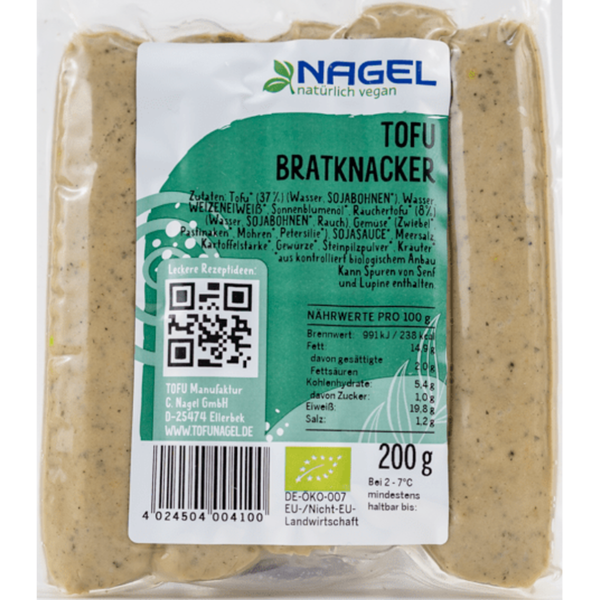 Produktfoto zu Tofu Bratknacker (5 Stück) 200g Nagel Tofu