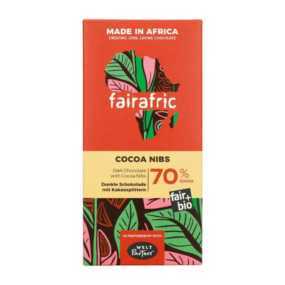 Produktfoto zu Zartbitterschokolade & Kakaosplitter 80g Fairafric