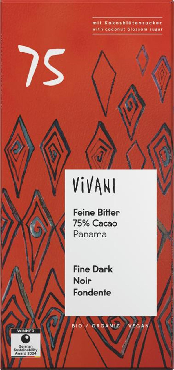 Produktfoto zu Schokolade Feine Bitter 75% Vivani