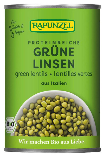 Produktfoto zu VPE Grüne Linsen in der Dose 6x400g Rapunzel