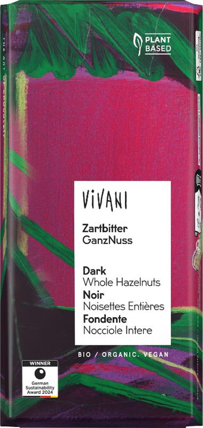 Produktfoto zu VPE Schokolade Zartbitter GanzNuss 10x100g Vivani