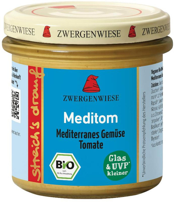 Produktfoto zu VPE Brotaufstrich streich`s drauf "Meditom" 6x160g Zwergenwiese