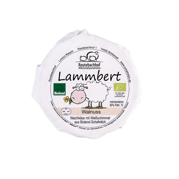Produktfoto zu Lammbert Schafmilch-Weichkäse mit Walnuss ca. 250g Reutebachhof