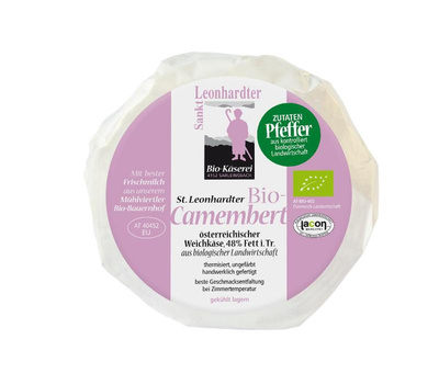 Produktfoto zu Camembert mit Pfeffer 180g St. Leonhardter Biokäserei