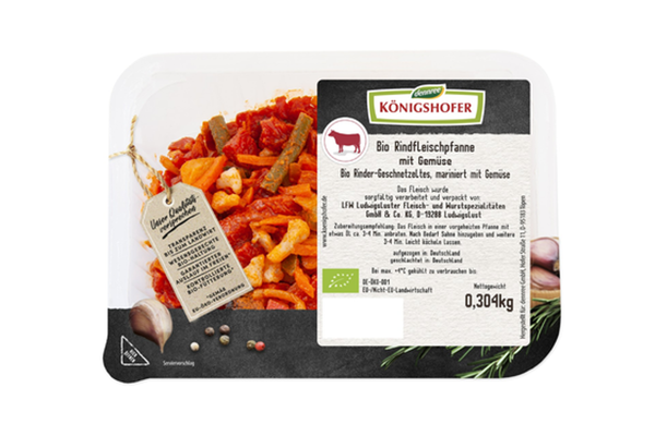 Produktfoto zu Rindergeschnetzeltes mit Gemüse 300g Königshofer