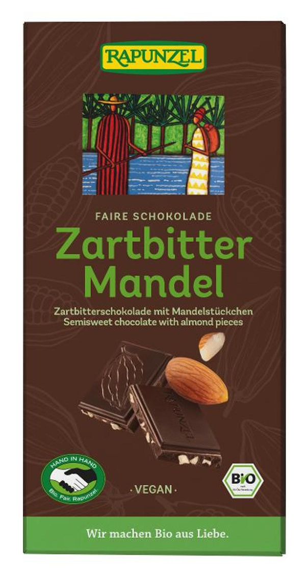 Produktfoto zu Zartbitter Schokolade mit Mandelstückchen 55% 80g Rapunzel