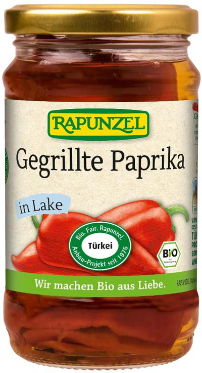 Produktfoto zu Paprika gegrillt rot in Lake 510g (200g Abtropfgewicht) Rapunzel