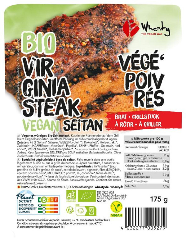 Produktfoto zu Veganes Virginia Steak 175g Wheaty