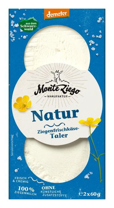 Produktfoto zu Zigenfrischkäsetaler natur 2x60g Monte Ziego