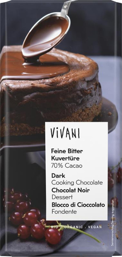 Produktfoto zu Feine Bitter Kuvertüre 150g Vivani