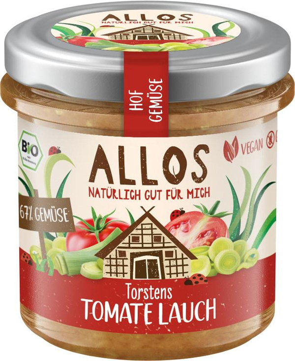 Produktfoto zu Brotaufstrich Hofgemüse "Torstens Tomate Lauch" 135g Allos
