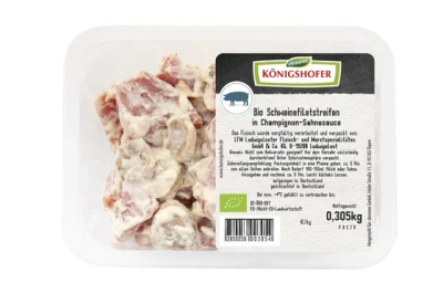 Produktfoto zu Schweinefiletstreifen in Champignon-Sahnesauce 300g Königshofer