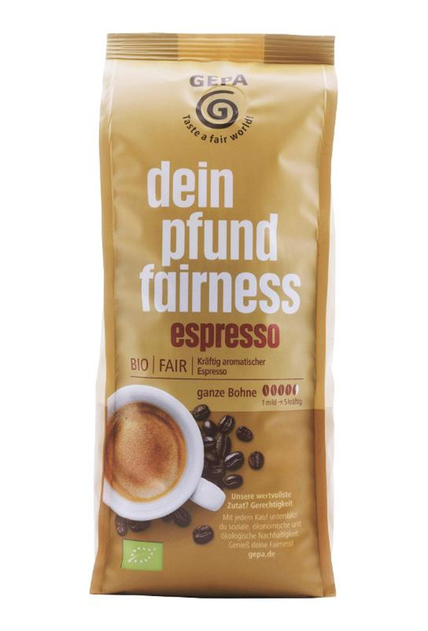 Produktfoto zu Faires Pfund Espresso ganze Bohne 500g GEPA
