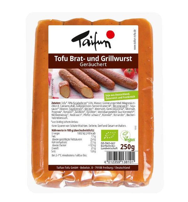 Produktfoto zu Tofu Brat- und Grillwurst geräuchert 250g Taifun