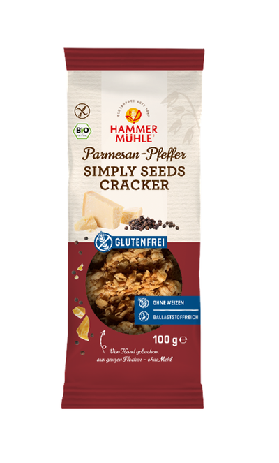 Produktfoto zu Simply Seeds Cracker Parmesan Pfeffer 100g Hammer Mühle
