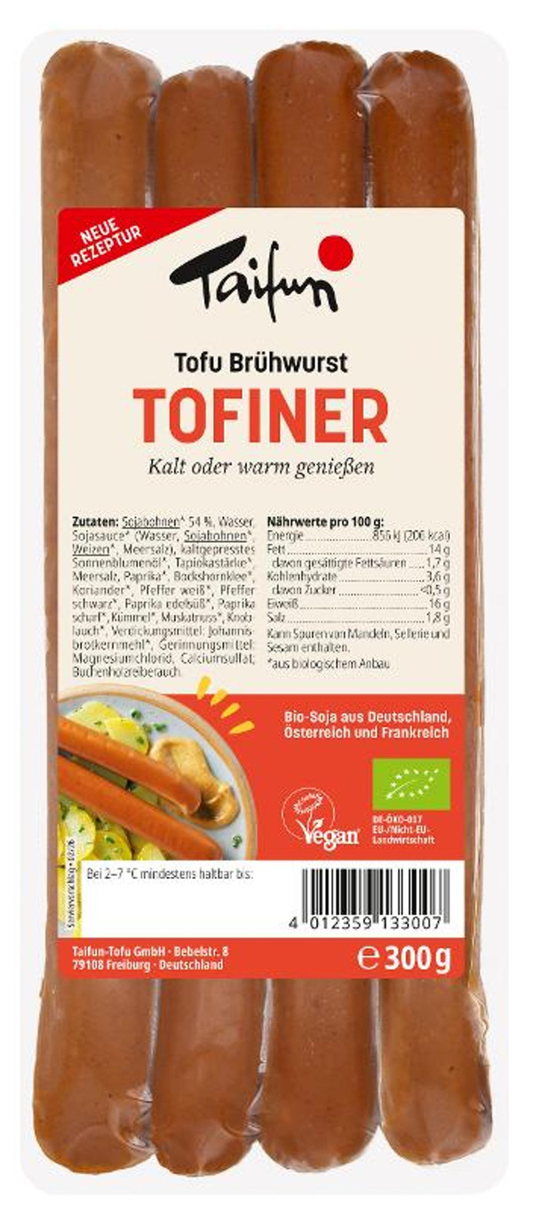 Produktfoto zu Tofiner (Tofu Wiener) 300g Taifun