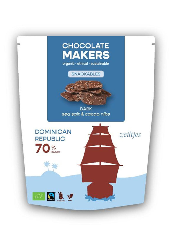 Produktfoto zu Snackables Dunkle Schokolade, Meersalz & Nibs 100g Chocolate makers