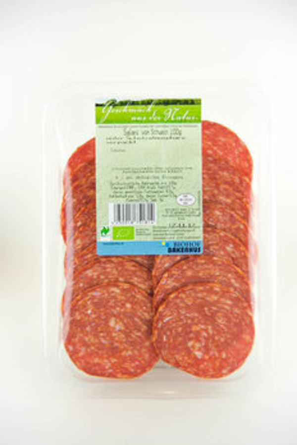 Produktfoto zu Salami vom Schwein geschnitten 80g Biohof Bakenhus