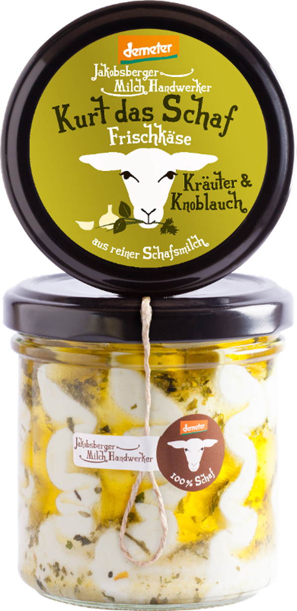 Produktfoto zu Kurt das Schaf - Frischkäse mit Kräutern und Knoblauch 135g Jakobsberger MilchHandwerker