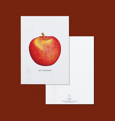 Produktfoto zu Postkarte "Gute Besserung - Apfel" Aikona Illustration