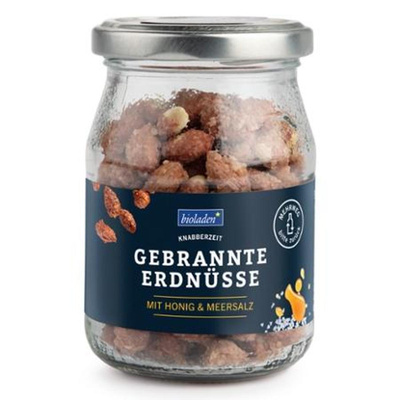 Produktfoto zu Gebrannte Erdnüsse im Pfandglas 125g bioladen